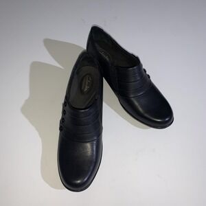 Clarks Bendables Shoes Womens Size 10 Black Leather Slip On Comfort Casual 66741